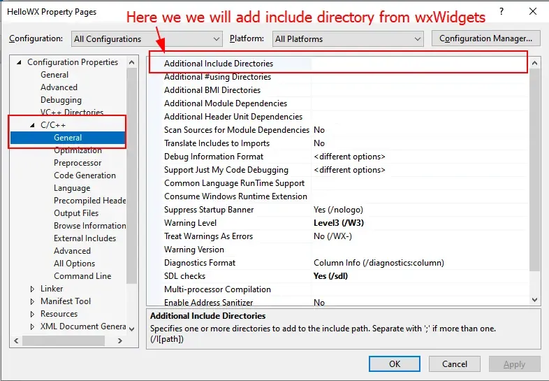 open C/C++ general setting